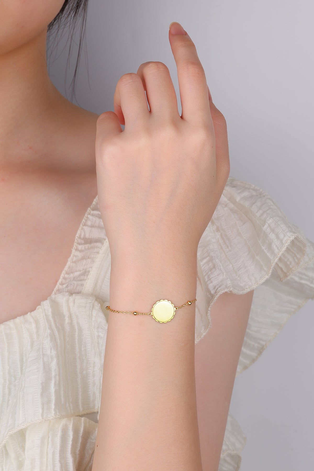 Zilveren armband met rondje goldplated - Di Lusso