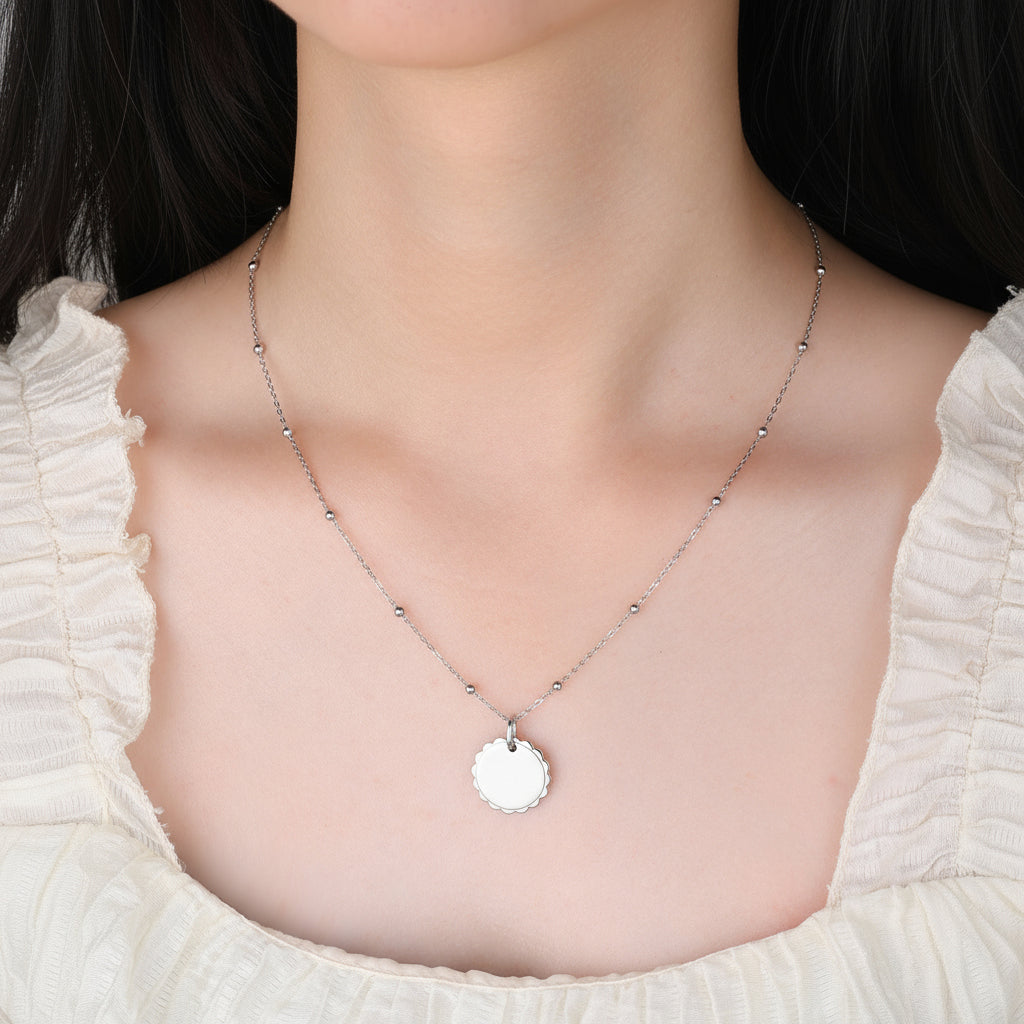 Zilveren collier met ronde hanger - Di Lusso
