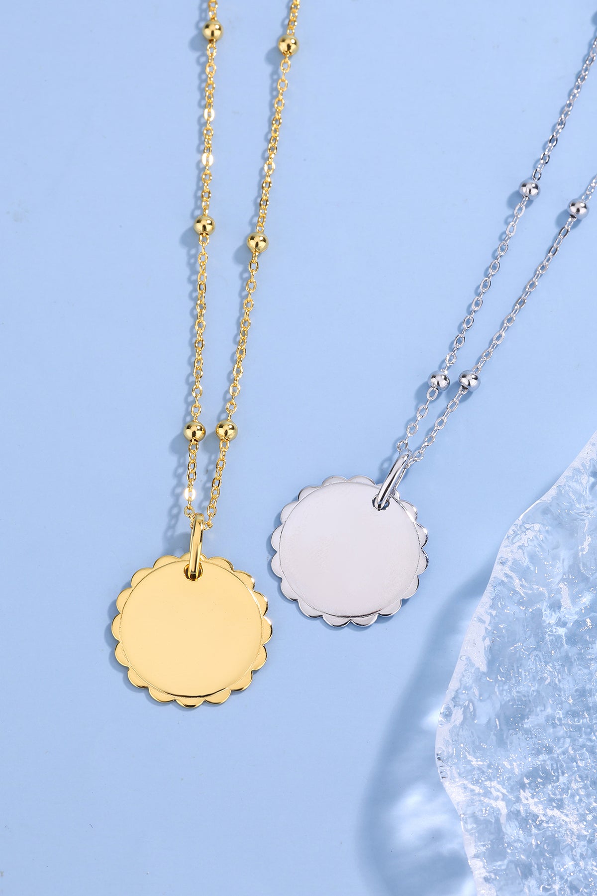 Zilveren collier met ronde hanger goldplated - Di Lusso