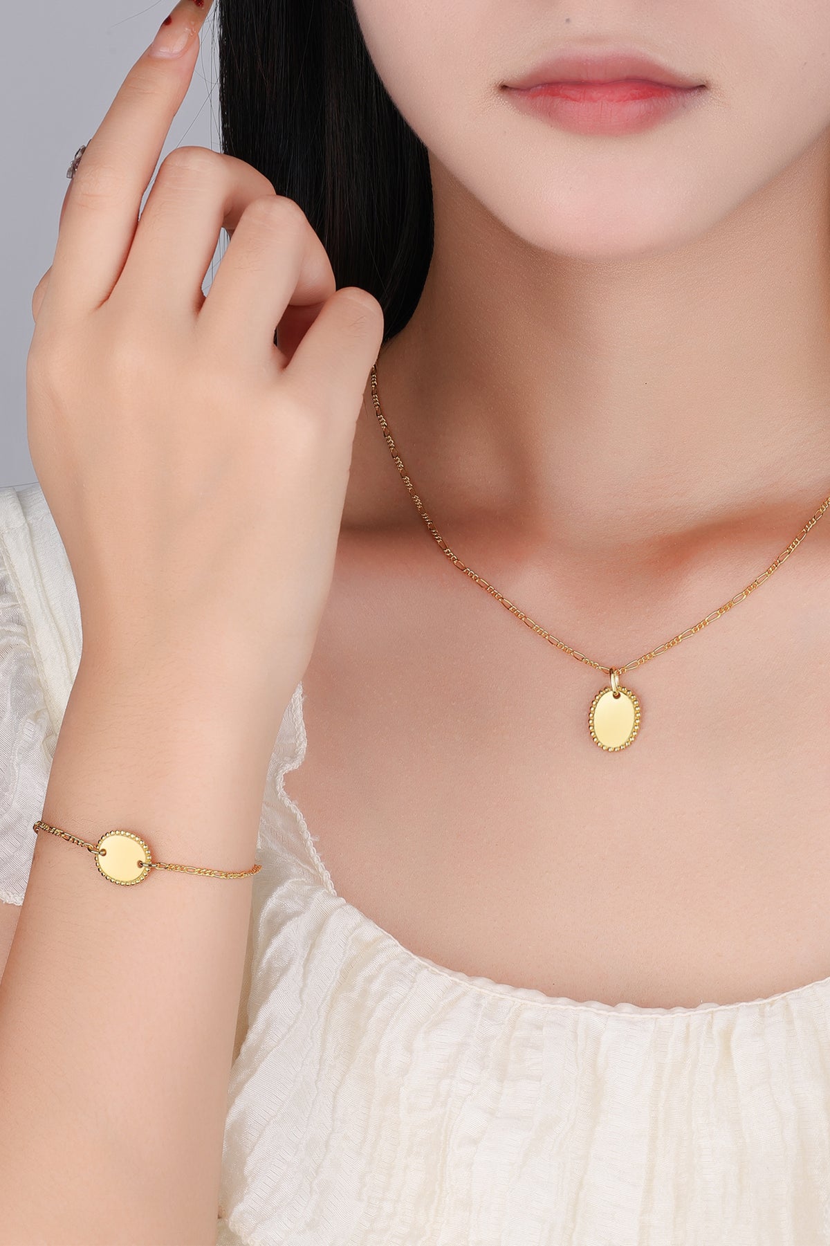 Zilveren collier met ovale hanger goldplated - Di Lusso