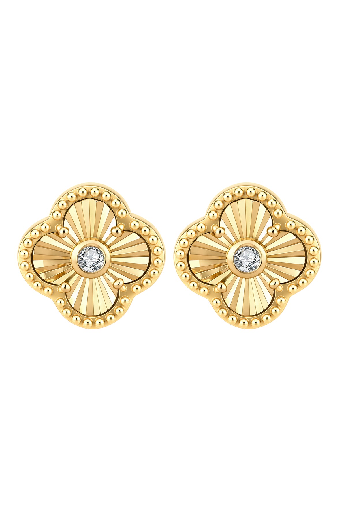 Diamond Clover Oorstekers 0.10ct Lab Grown Diamond Goldplated