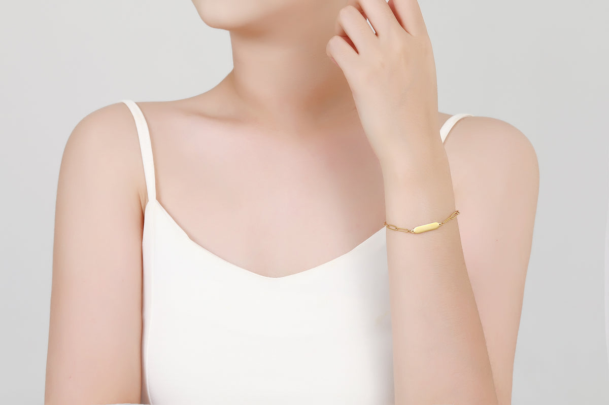 Stainless steel armbandje met plaatje goldplated - Di Lusso