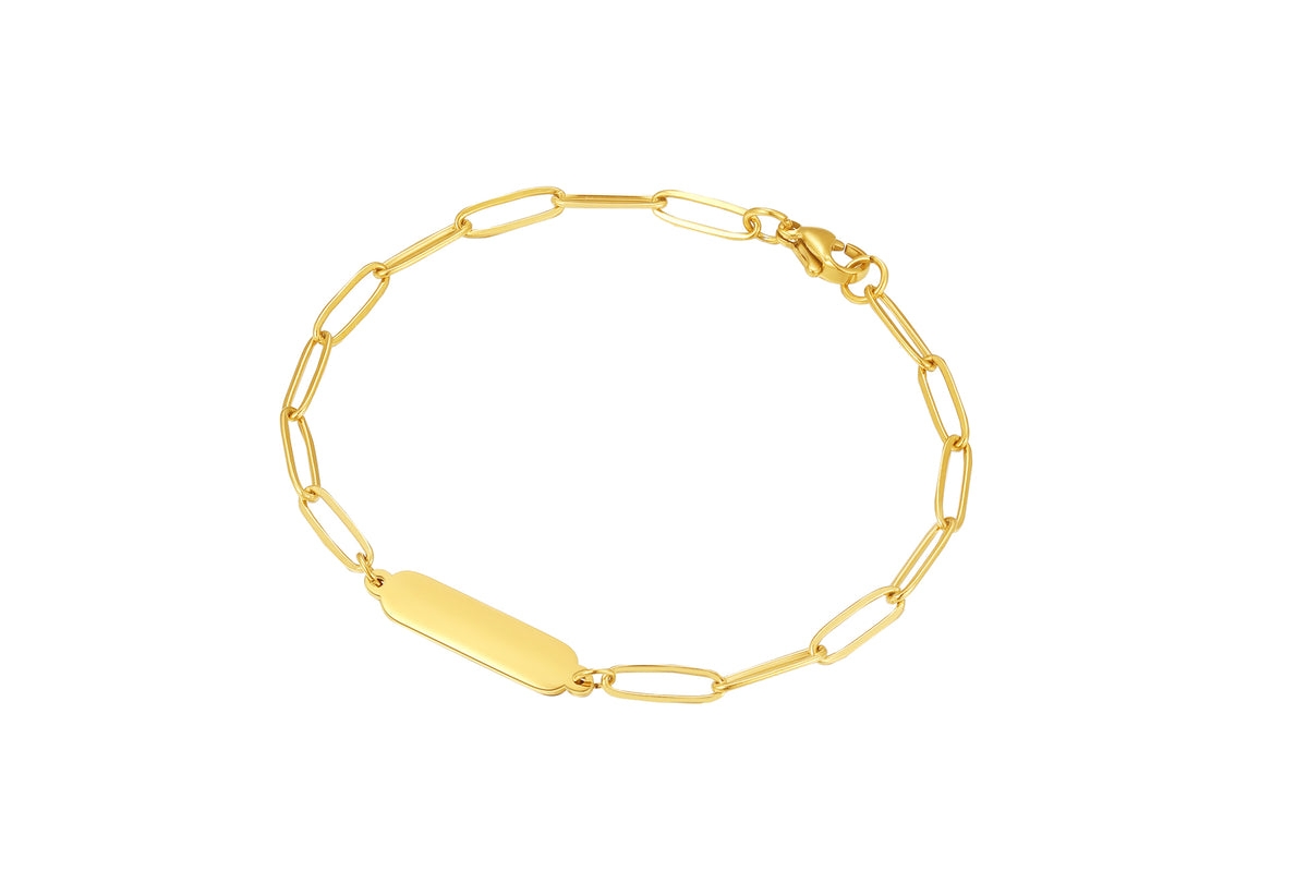 Stainless steel armbandje met plaatje goldplated - Di Lusso