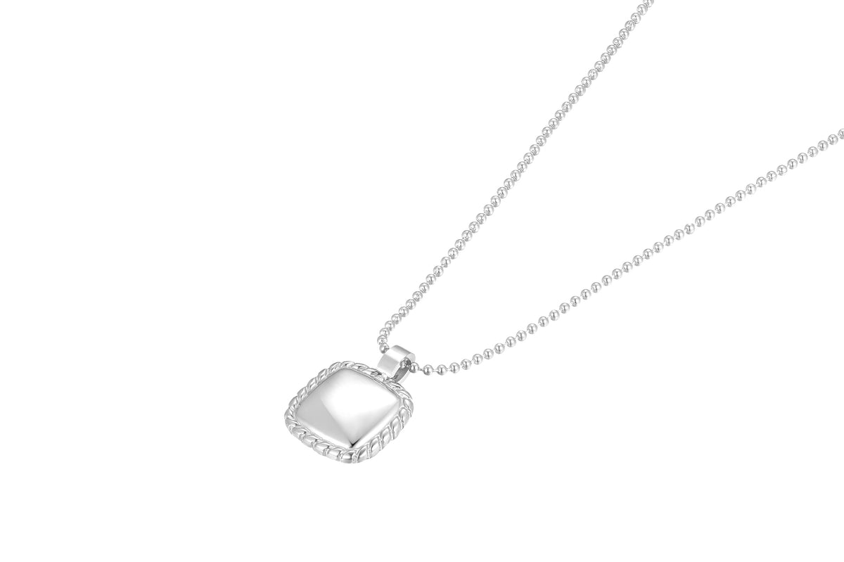 Stainless steel collier met vierkante hanger - Di Lusso