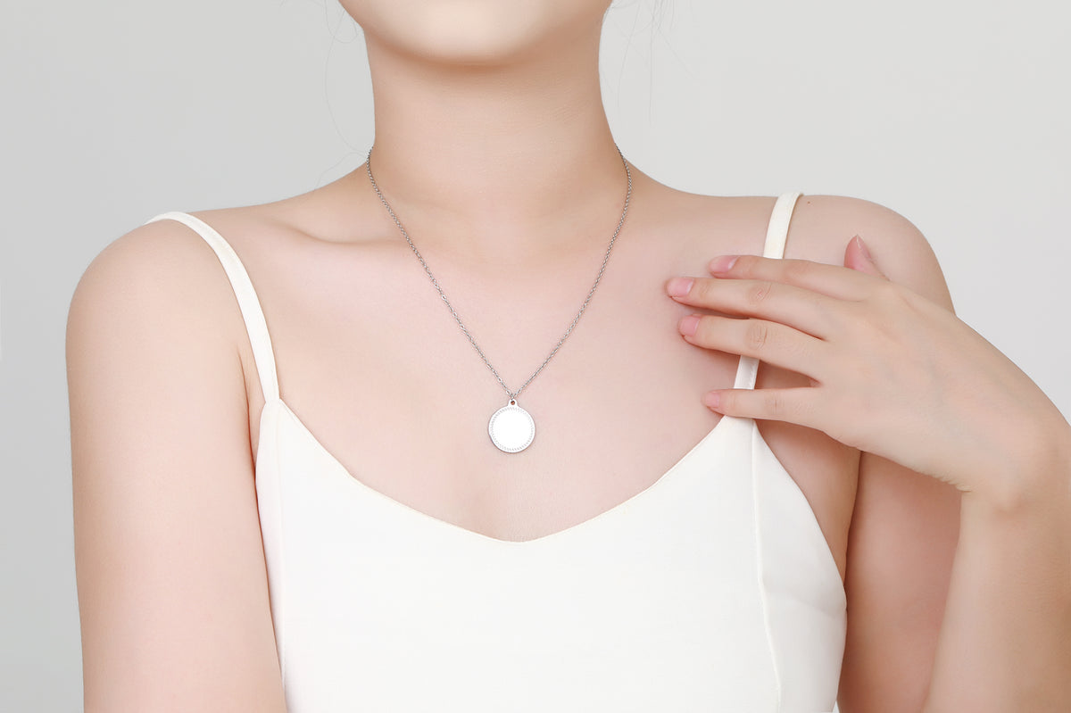 Stainless steel collier met ronde hanger - Di Lusso