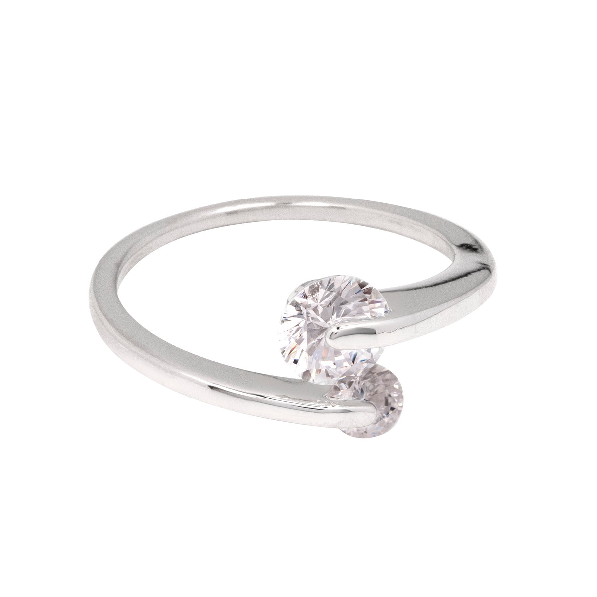 Sterling zilveren ring Kesia met twee cubic zirkonia's - Di Lusso