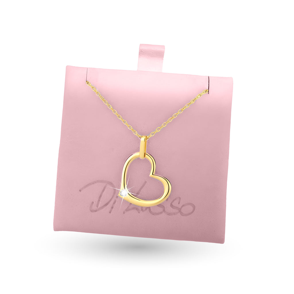 Hart hanger 18k goldplated met collier 0.10ct Lab Grown Diamant - Di Lusso
