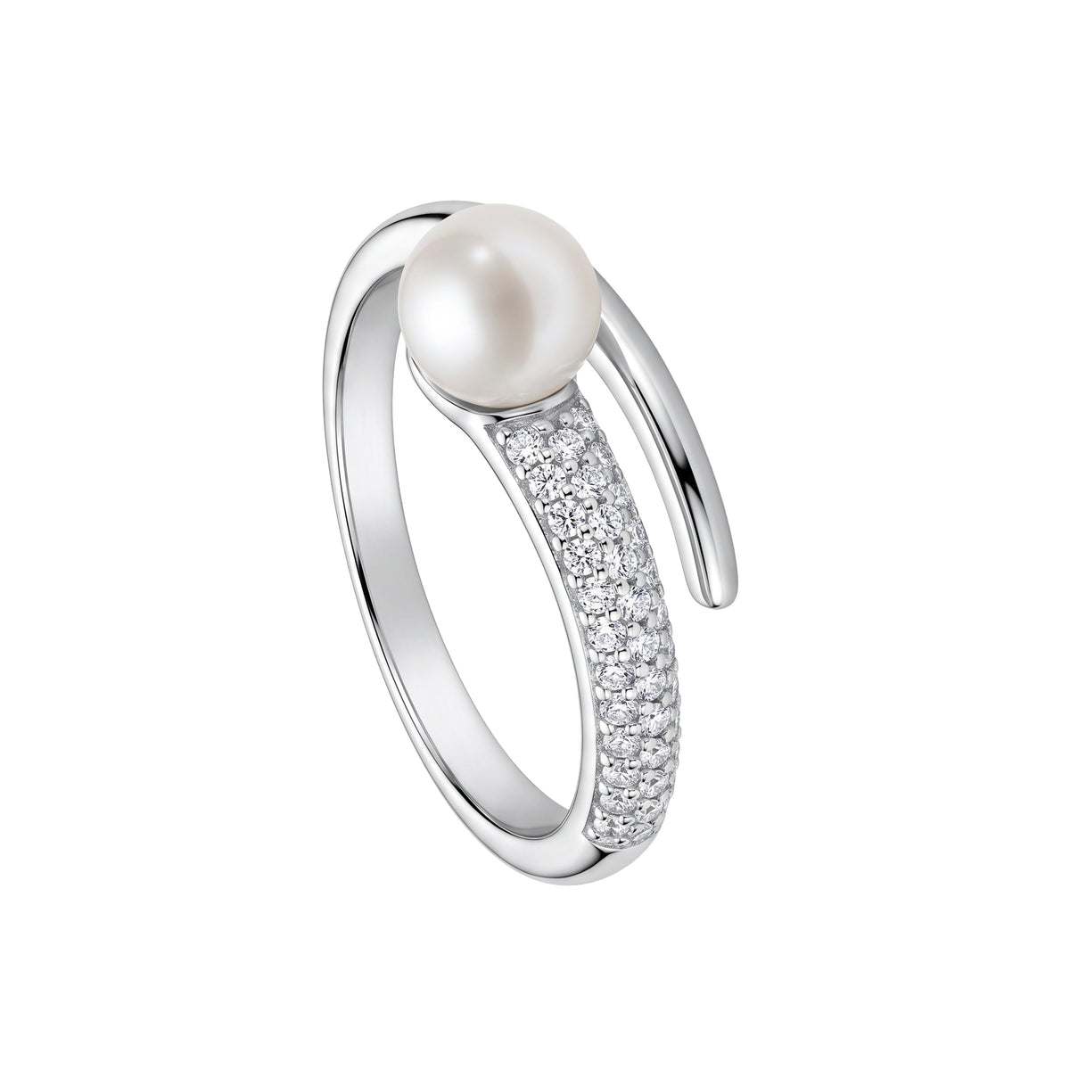 Bague en argent à taille réglable avec perle