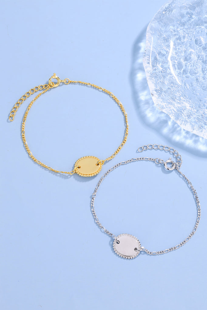 Zilveren armband ovaal plaatje