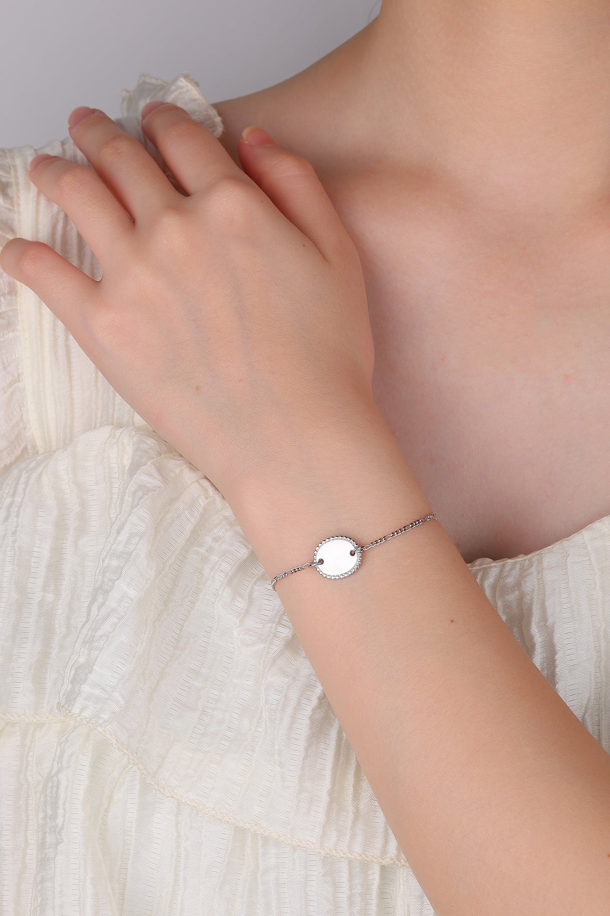 Zilveren armband ovaal plaatje - Di Lusso