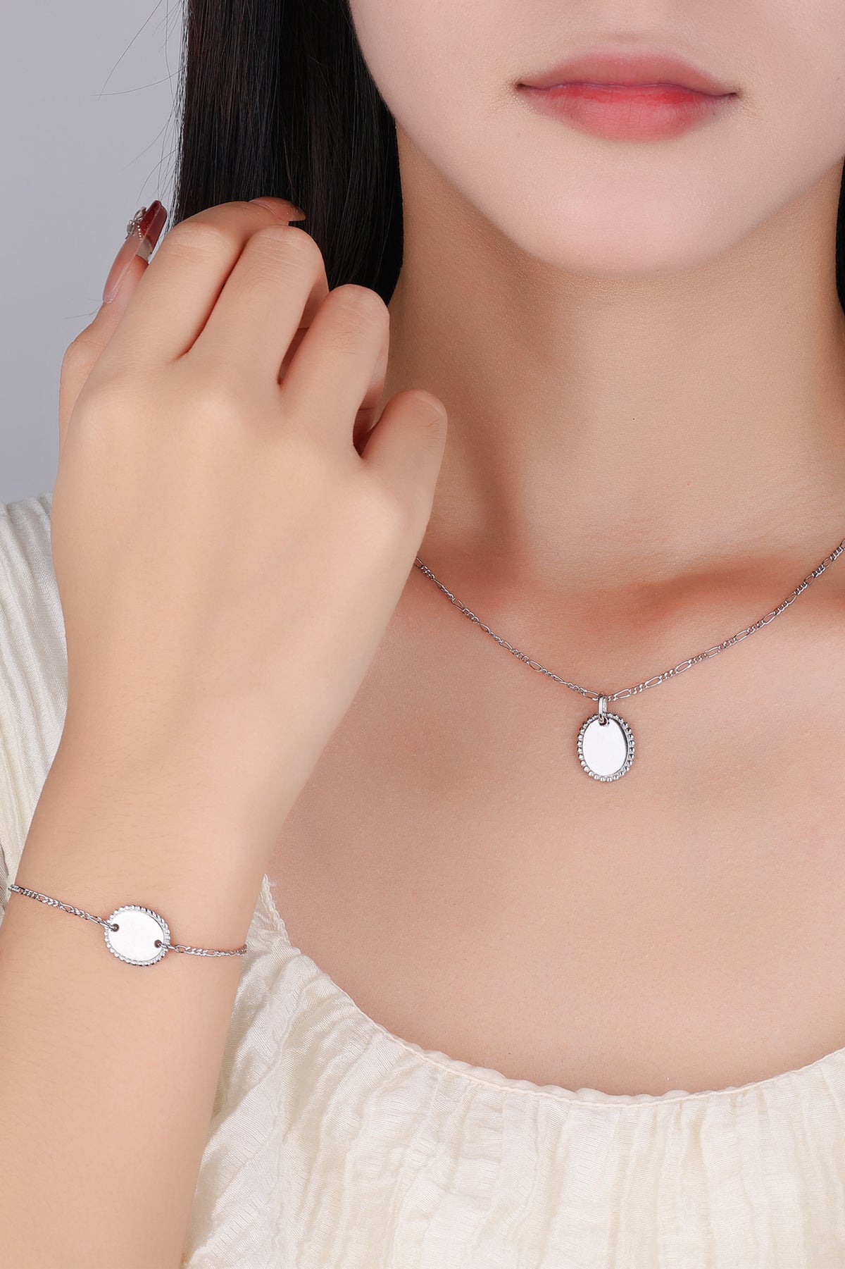 Zilveren armband ovaal plaatje - Di Lusso