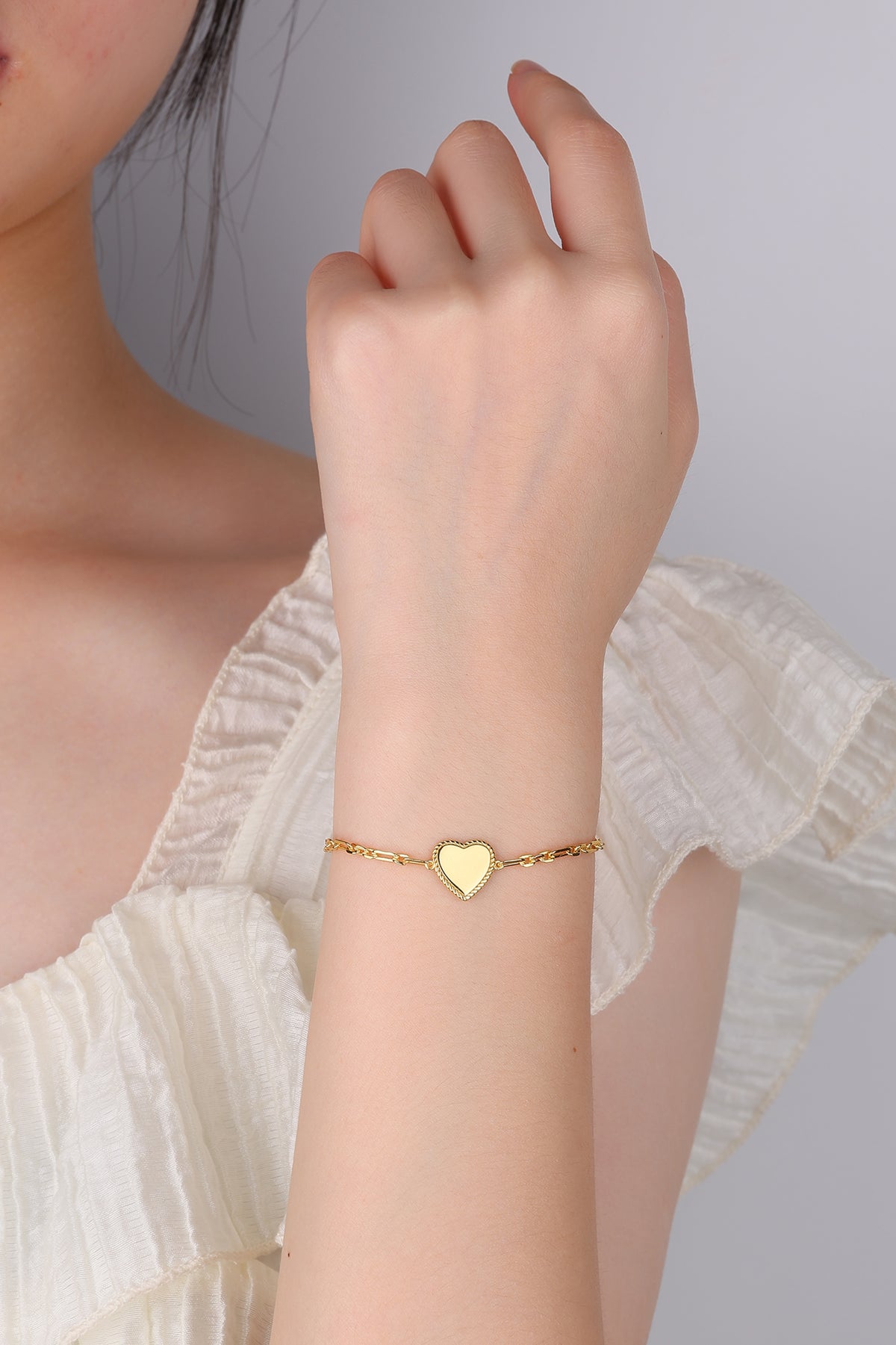 Zilveren armband met hartje goldplated - Di Lusso
