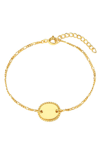 Zilveren armband ovaal plaatje goldplated