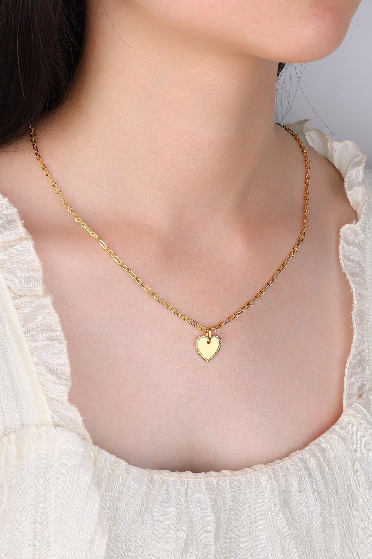 Zilver collier met hartje goldplated - Di Lusso