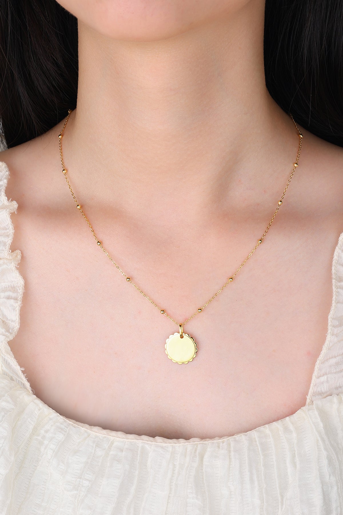 Zilveren collier met ronde hanger goldplated - Di Lusso