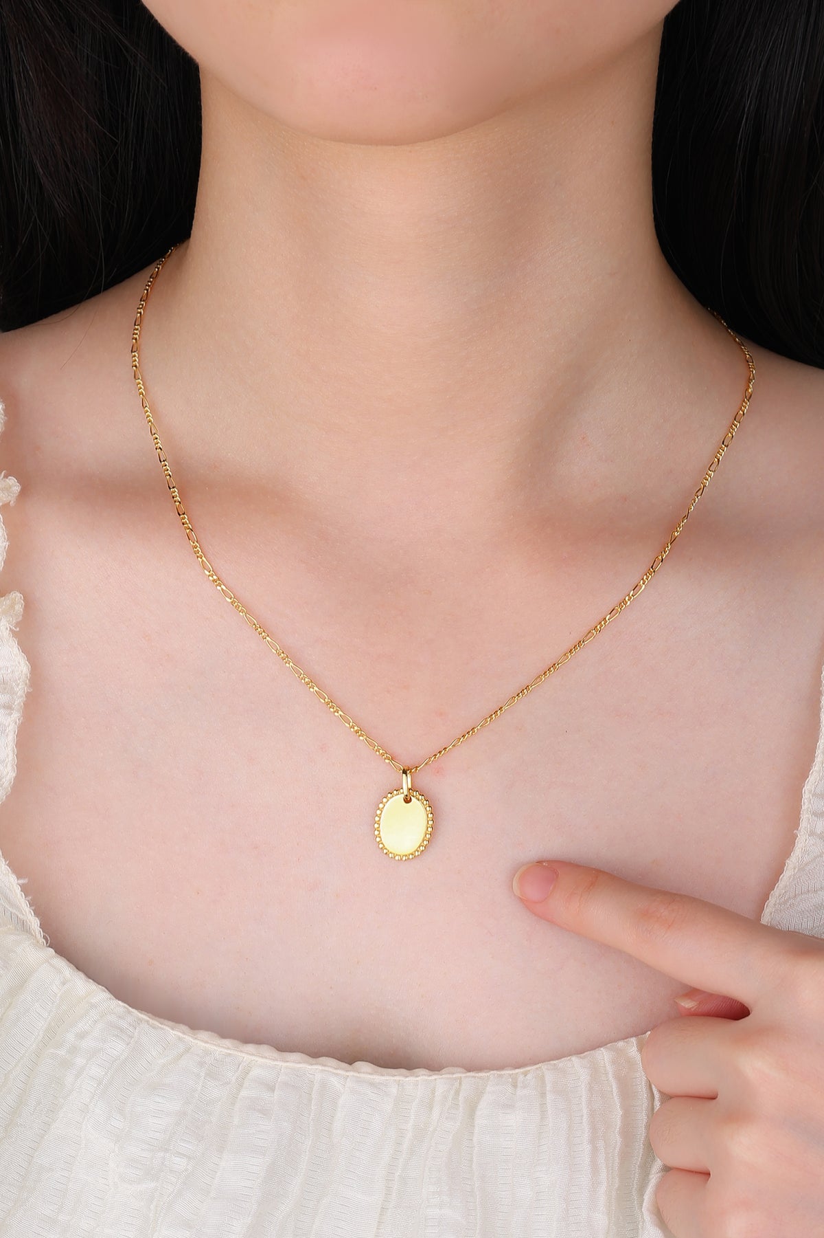 Zilveren collier met ovale hanger goldplated - Di Lusso