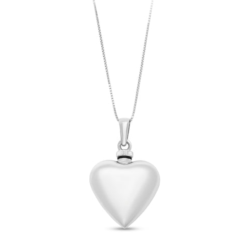 Pendentif urne en argent cœur 20 mm brillant
