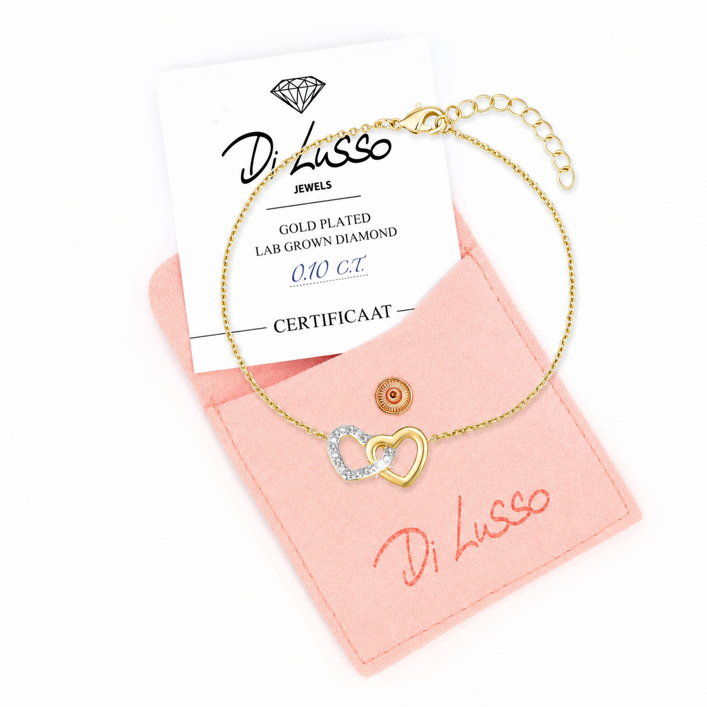 Herz Armband 0,10 ct Lab-Grown Diamant goldplattiert