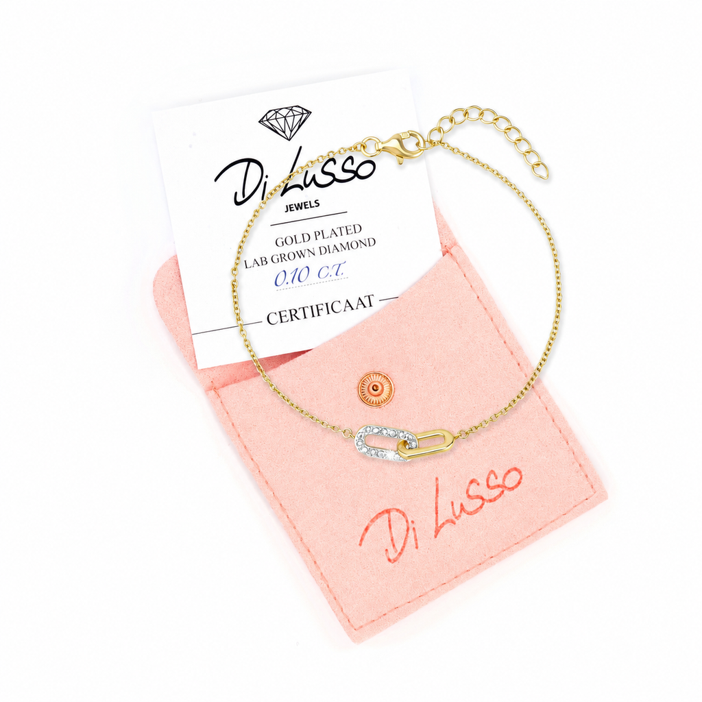 Schakel Armband 0.10ct Lab Grown Diamant  Goldplated