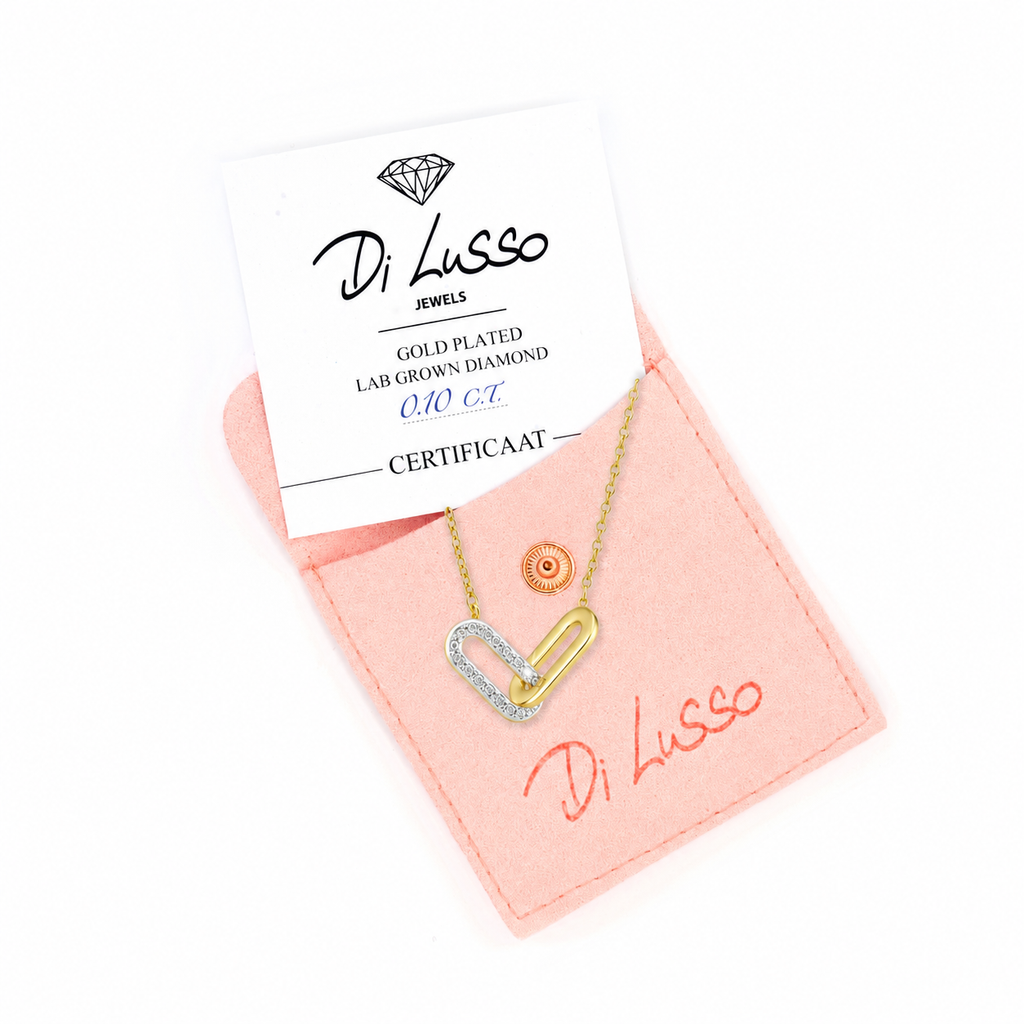 Schakel Collier 0.10ct Lab Grown Diamant  Goldplated - Di Lusso