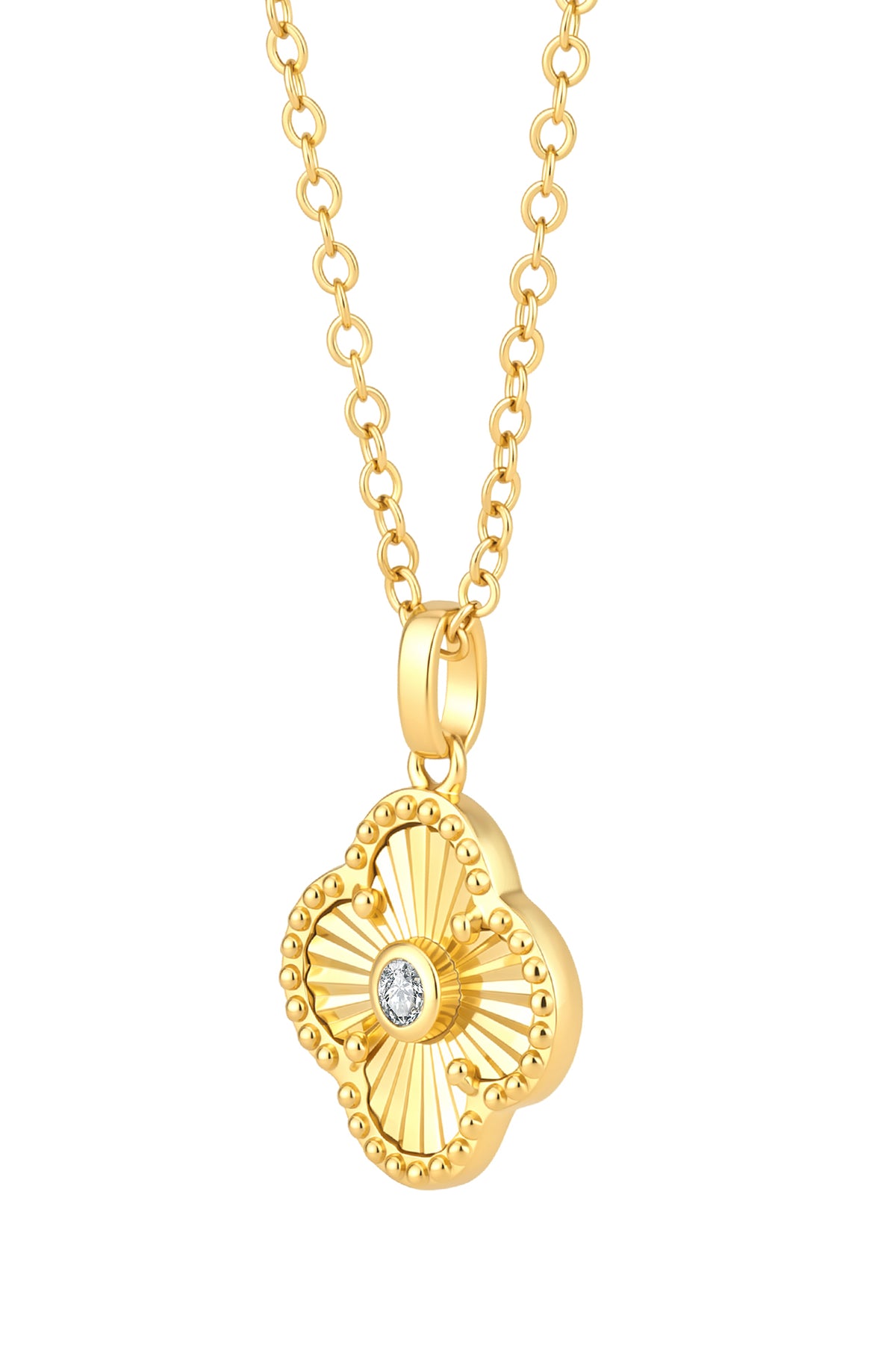 Diamond Clover Collier 0.10ct Lab Grown Diamant Goldplated
