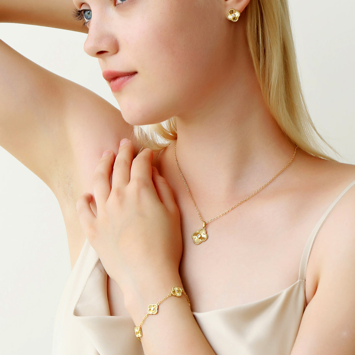 Diamond Clover Collier 0.10ct Lab Grown Diamant Goldplated