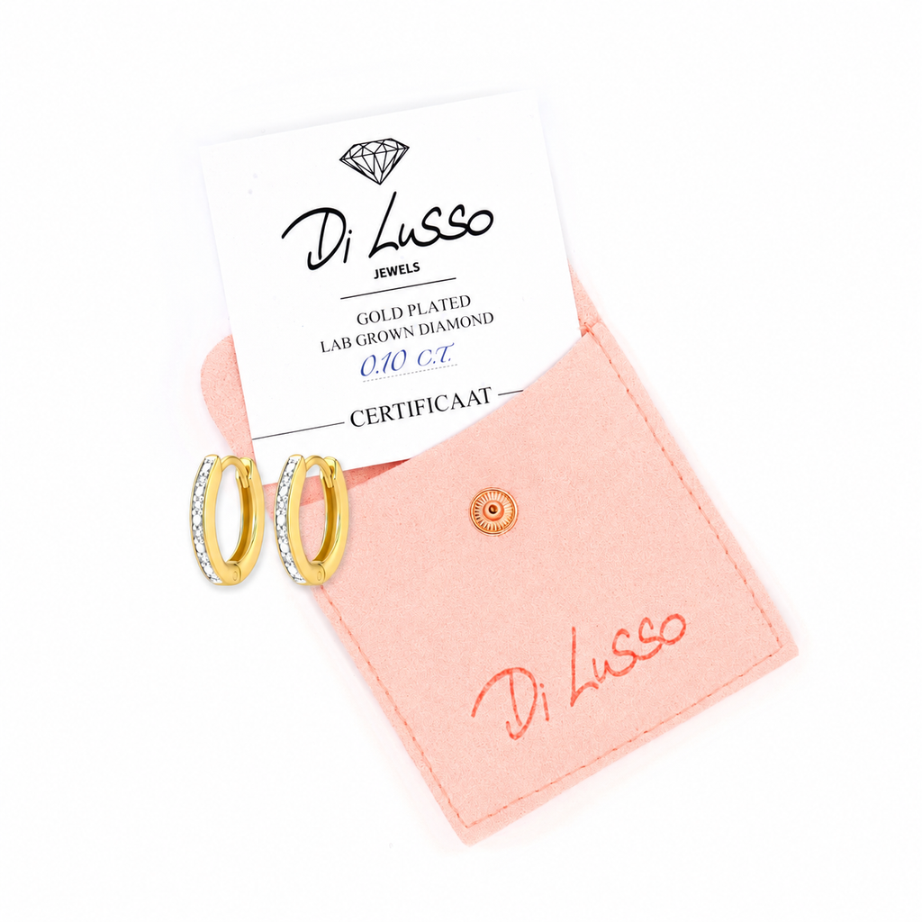 Cirkel Oorbellen 0.10ct Lab Grown Diamant Goldplated - Di Lusso
