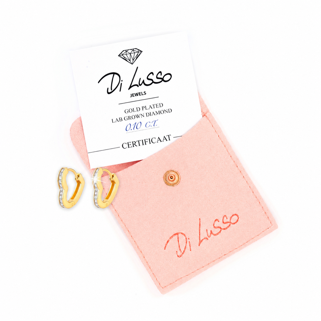 Hart Oorbellen 0.10ct Lab Grown Diamant Goldplated - Di Lusso