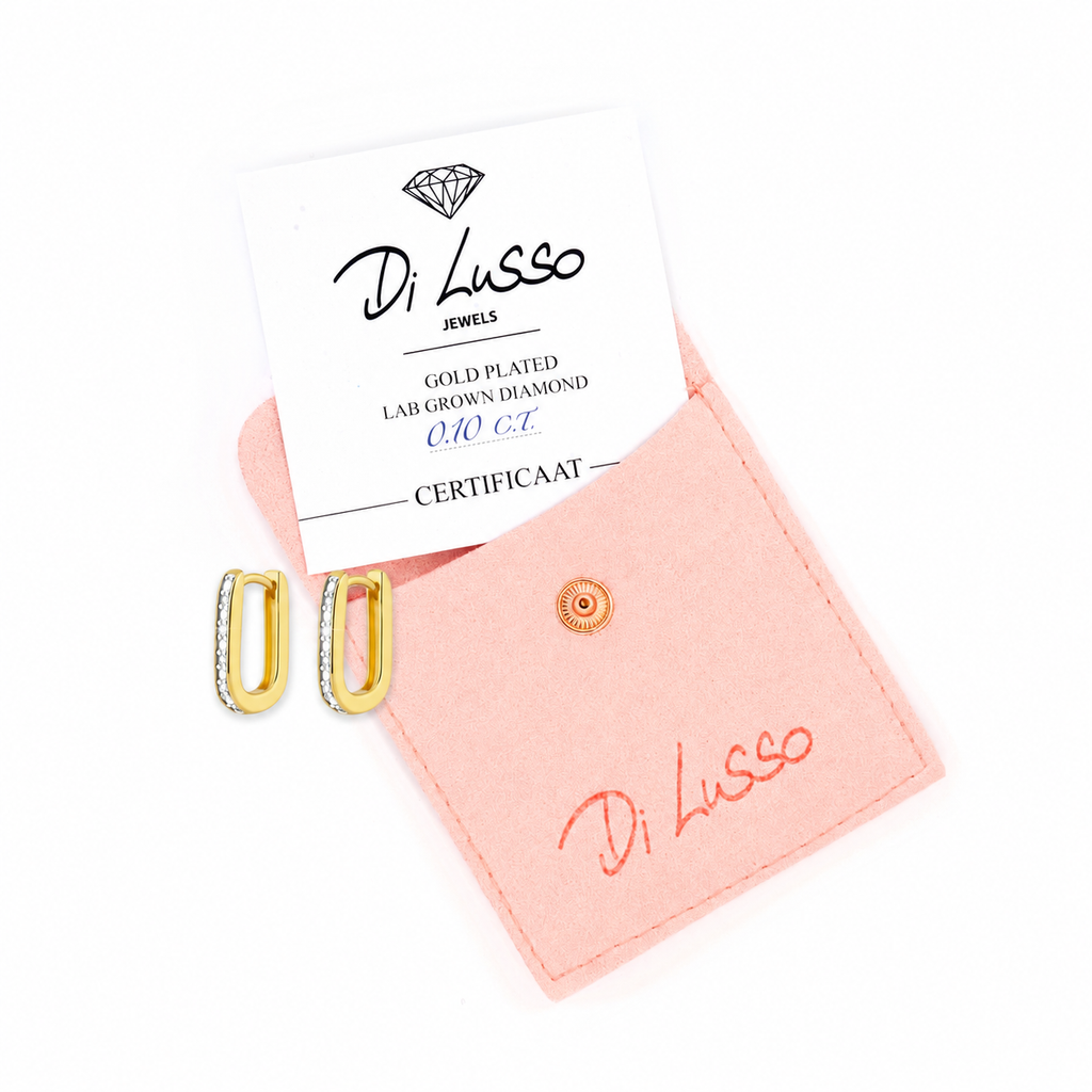 Schakel Oorbellen 0.10ct Lab Grown Diamant Goldplated - Di Lusso
