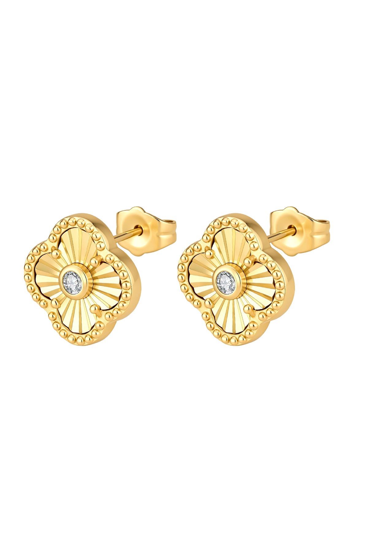Diamond Clover Oorstekers 0.10ct Lab Grown Diamond Goldplated