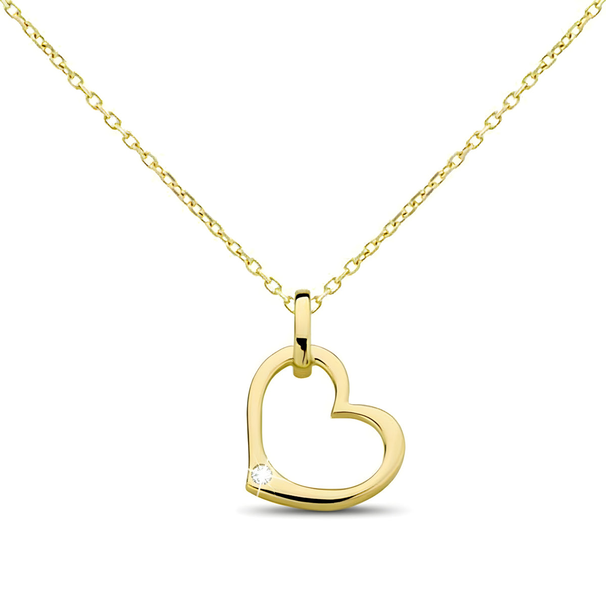 Hart hanger 18k goldplated met collier 0.10ct Lab Grown Diamant - Di Lusso