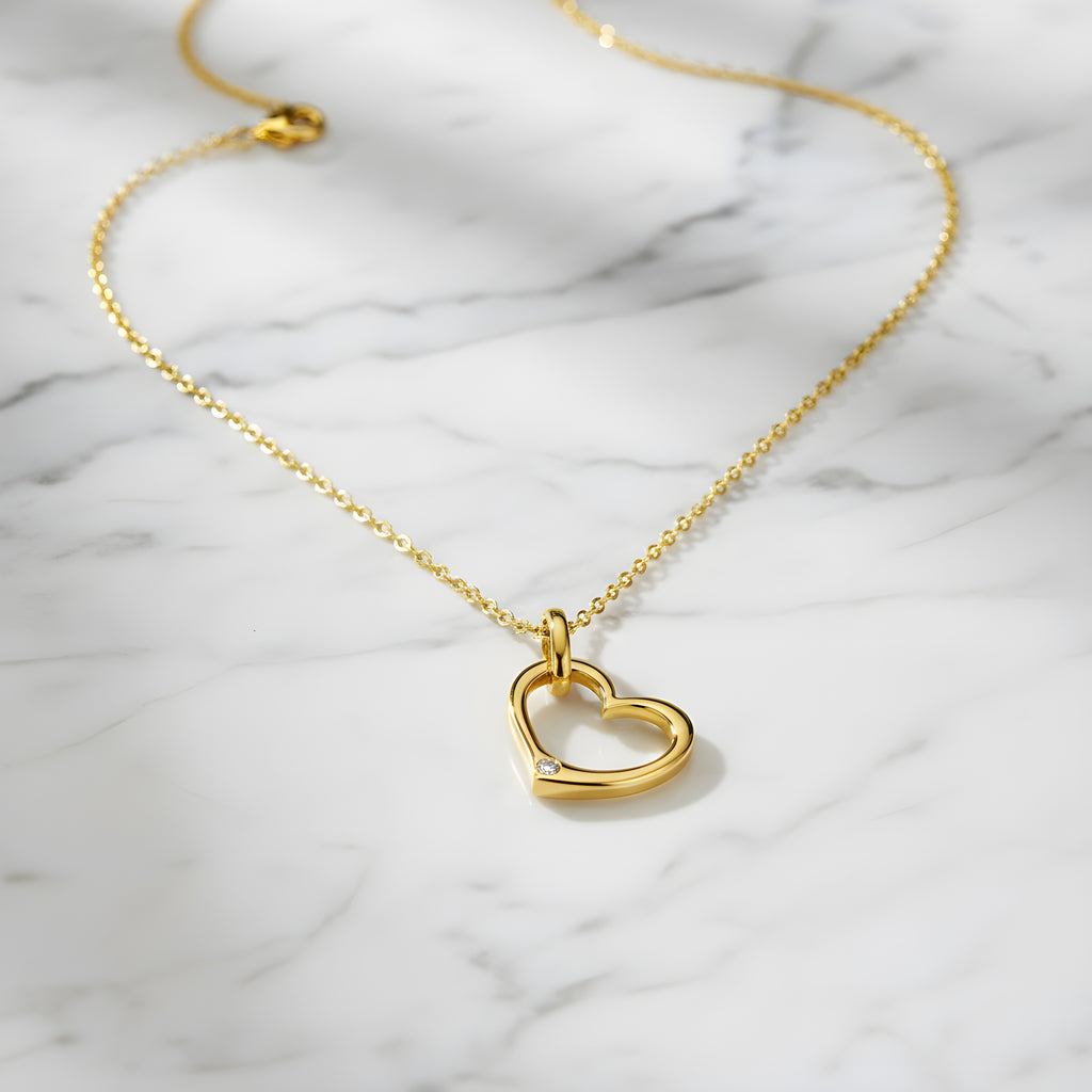 Hart hanger 18k goldplated met collier 0.10ct Lab Grown Diamant - Di Lusso
