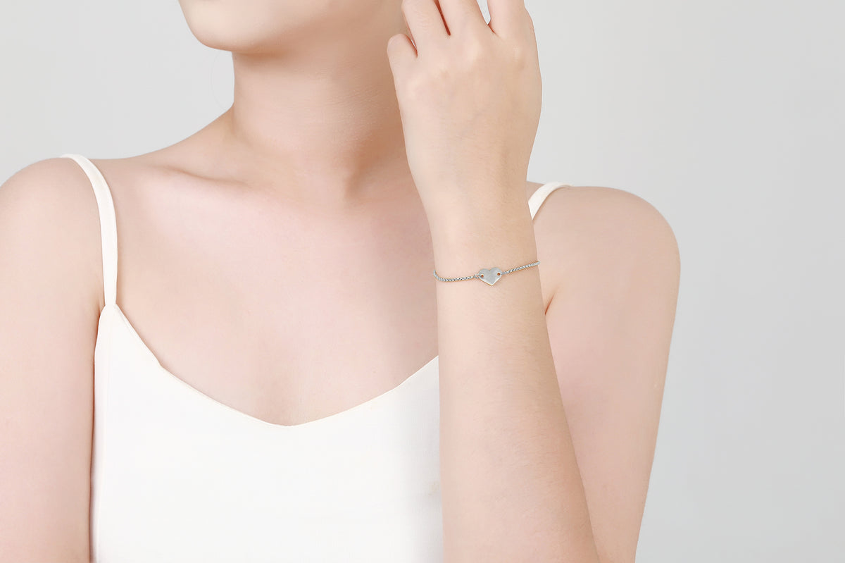 Stainless steel armband met hartje - Di Lusso