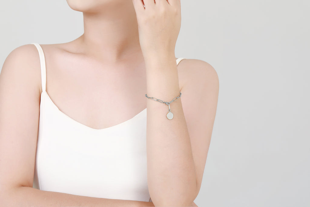 Stainless steel armbandje met ronde bedel