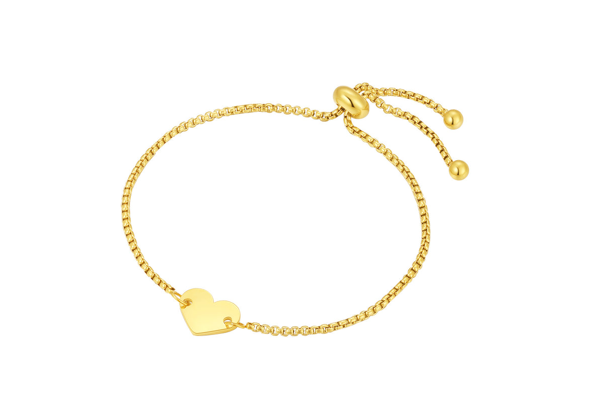Stainless steel armband met hartje goldplated - Di Lusso