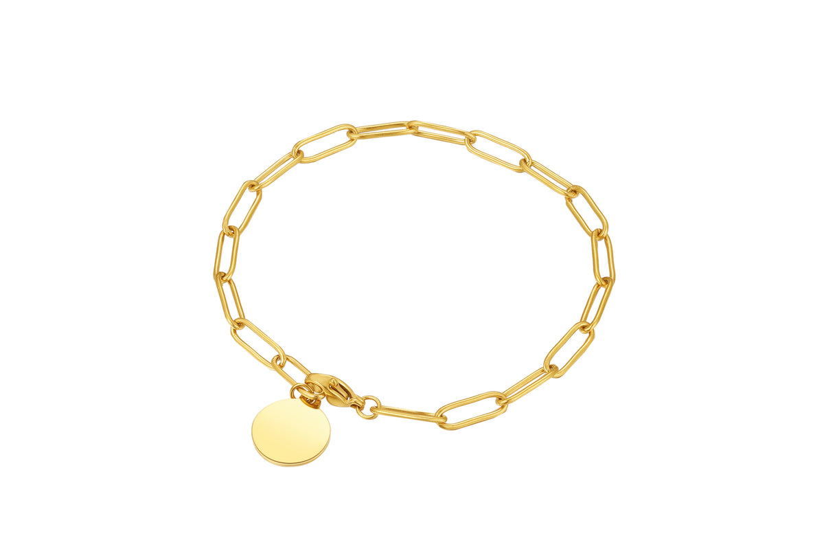 Stainless steel armbandje met ronde bedel goldplated - Di Lusso