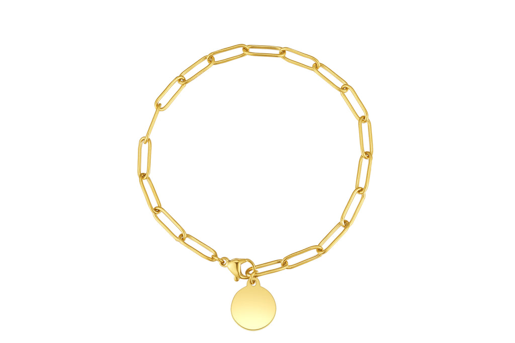 Stainless steel armbandje met ronde bedel goldplated