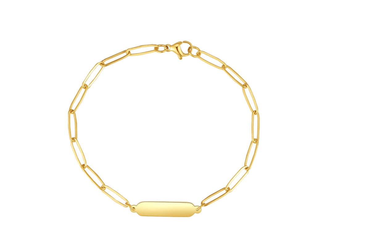 Stainless steel armbandje met plaatje goldplated - Di Lusso
