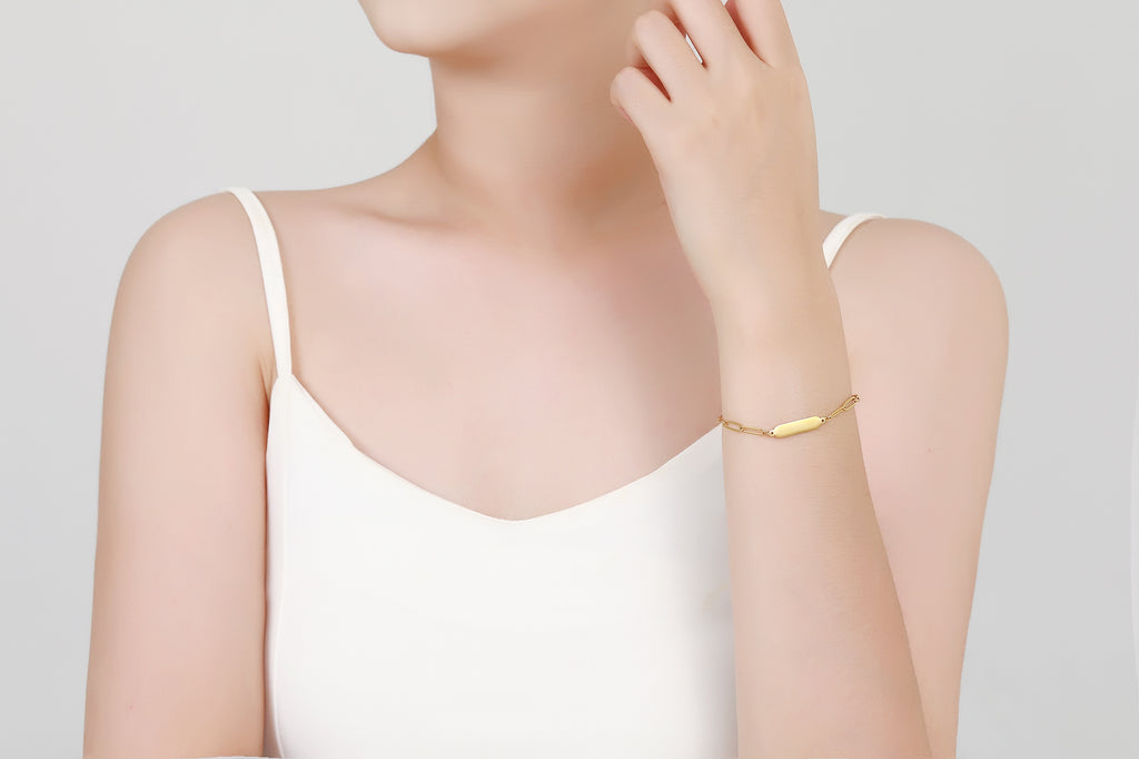 Stainless steel armbandje met plaatje goldplated