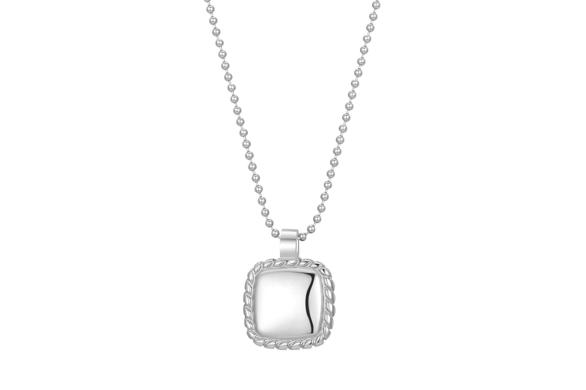 Stainless steel collier met vierkante hanger - Di Lusso