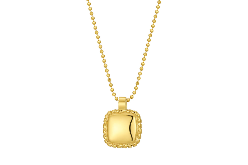 Stainless steel collier met vierkante hanger goldplated