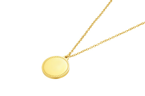 Stainless steel collier met ronde hanger goldplated