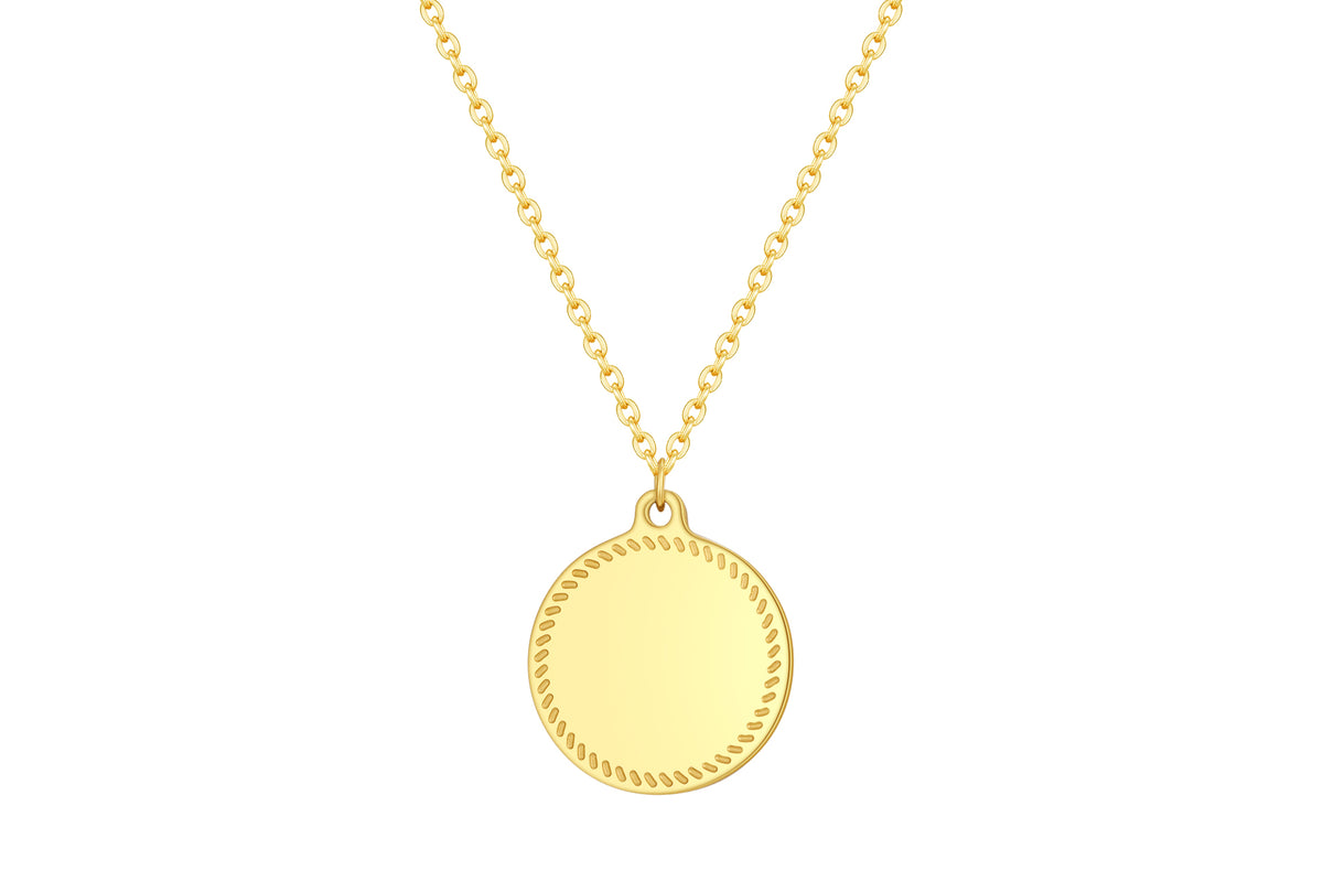 Stainless steel collier met ronde hanger goldplated - Di Lusso