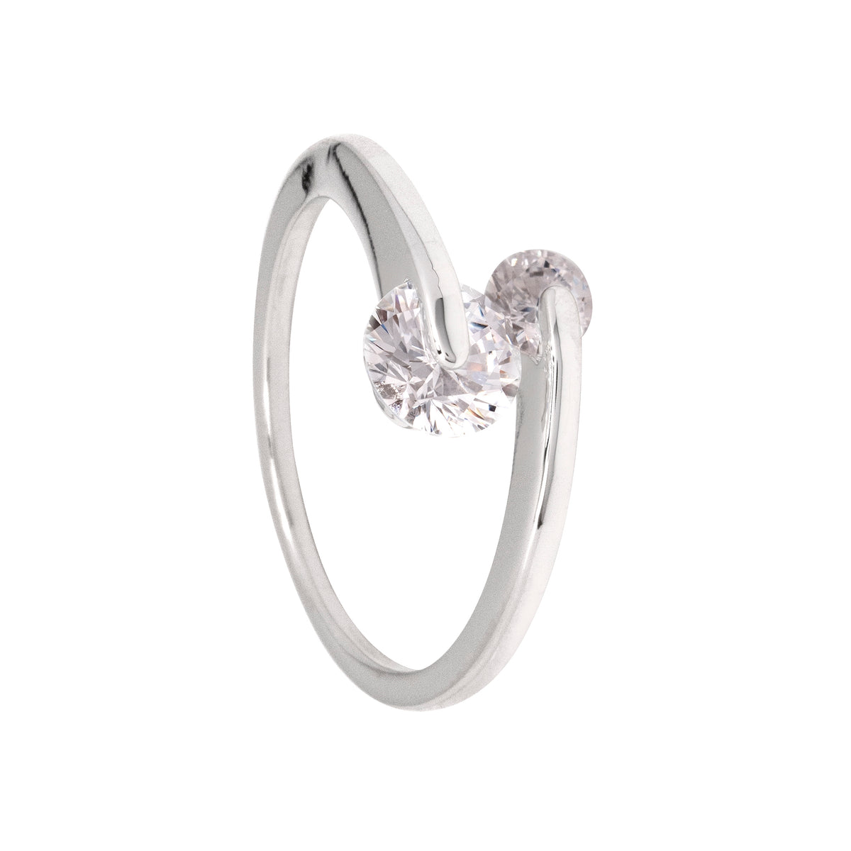 Bague en argent sterling Kesia avec deux zircones cubiques