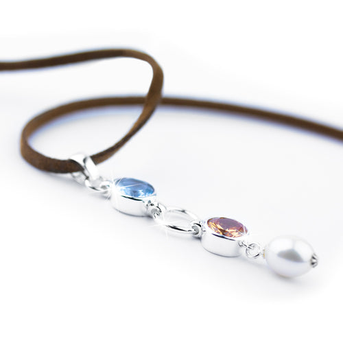 Collier en suédine avec pendentif long bleu