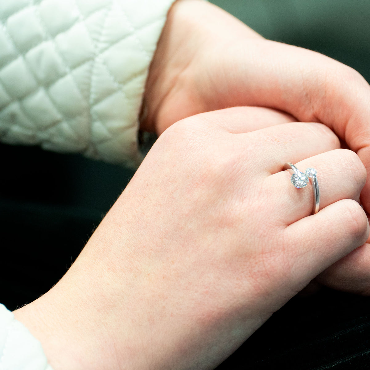 Sterling zilveren ring Kesia met twee cubic zirkonia's - Di Lusso