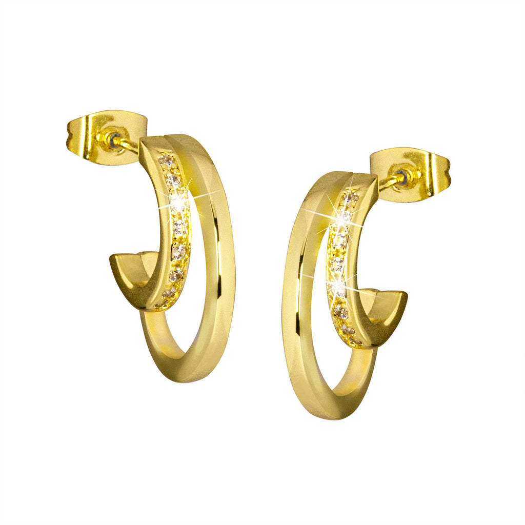 Oorsteker Isa gold plated brass 20mm - DiLusso Jewels